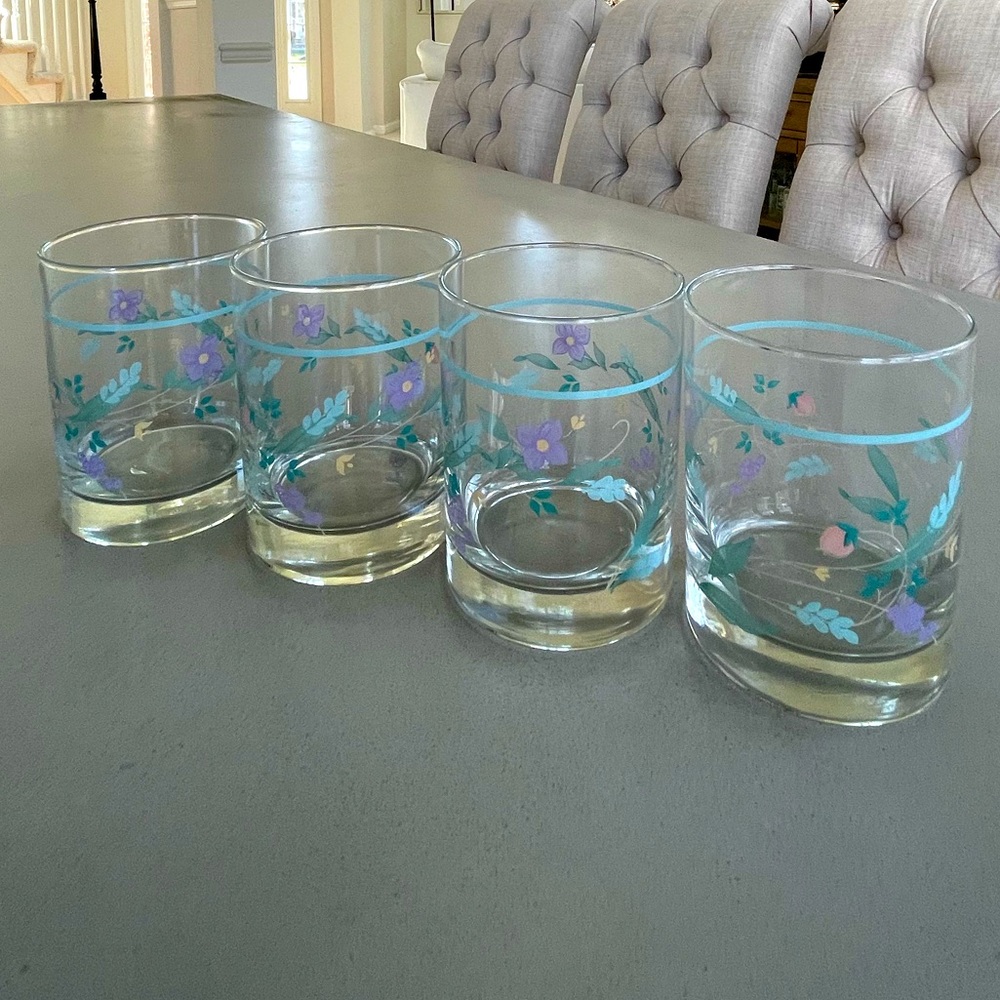 SOLD - 1990s Pfaltzgraff “April” Juice Glasses (4)